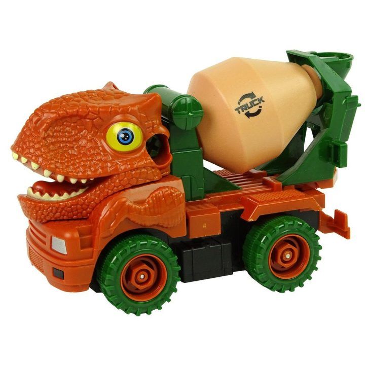 Betonvežis dinozauras vaikams su priedais, oranžinis