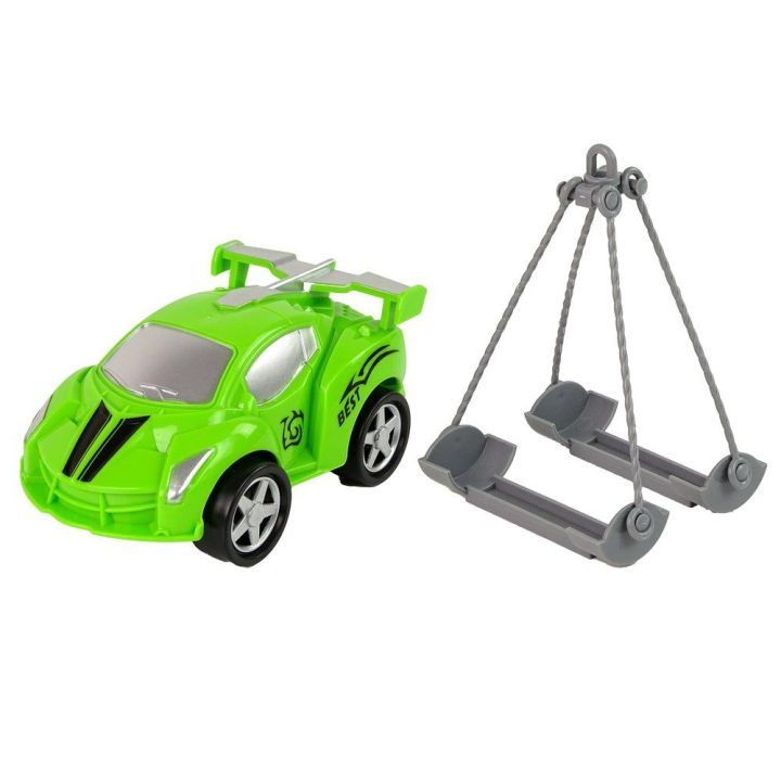 Žaislinis vilkikas su sportiniu automobiliu 1:16, žalias