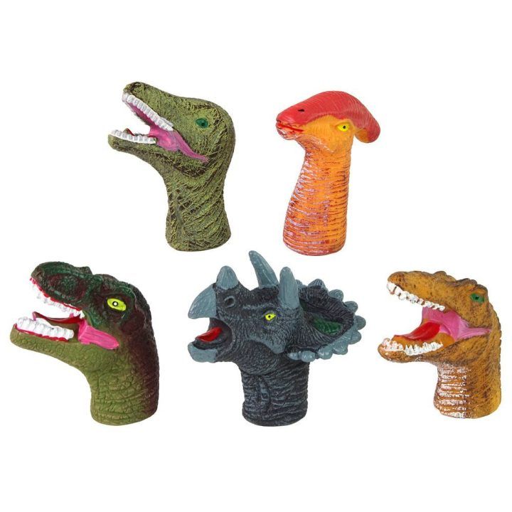 Pirštinės lėlytės dinozaurai vaikams, 5 vnt. rinkinys