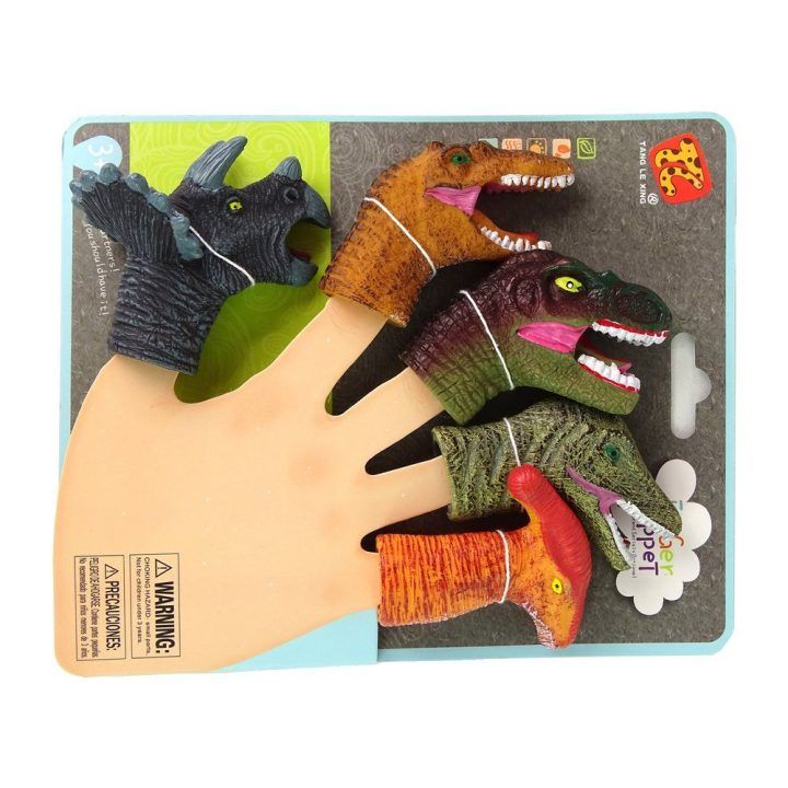 Pirštinės lėlytės dinozaurai vaikams, 5 vnt. rinkinys
