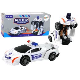 Transformeris policijos automobilis–robotas vaikams 2in1 baltas