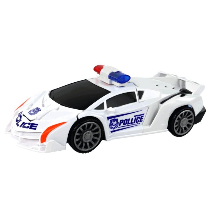 Transformeris policijos automobilis–robotas vaikams 2in1 baltas