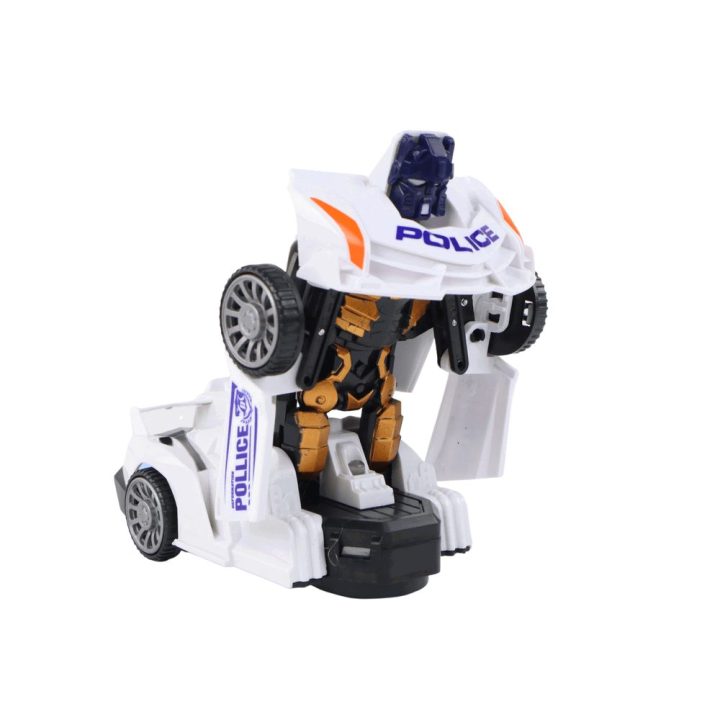 Transformeris policijos automobilis–robotas vaikams 2in1 baltas