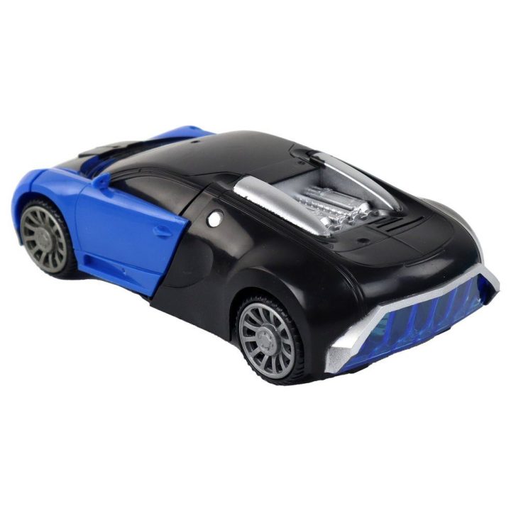 Transformeris automobilis Bugatti mėlynas su šviesomis