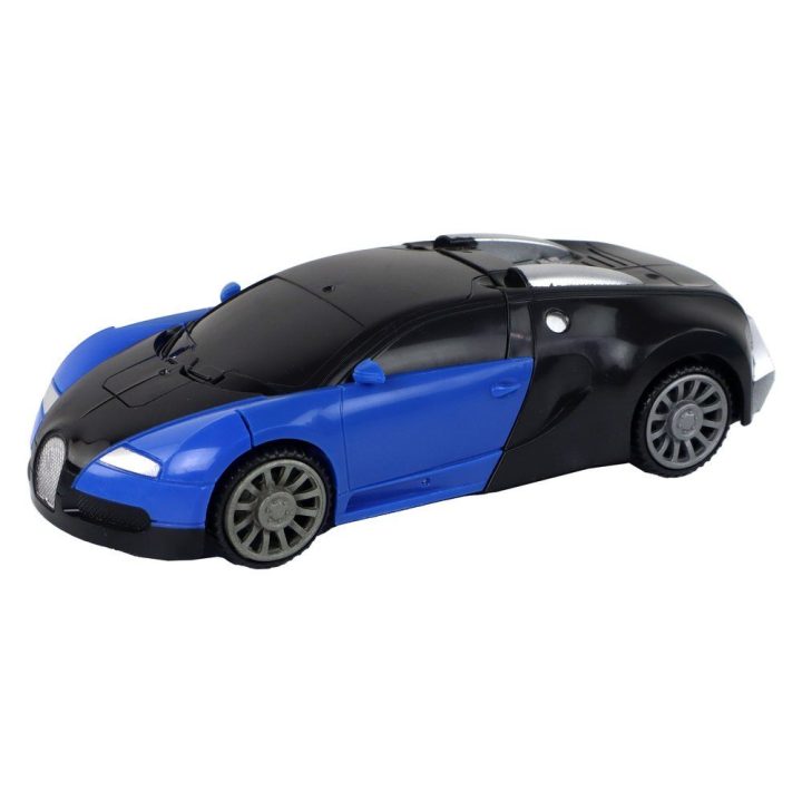 Transformeris automobilis Bugatti mėlynas su šviesomis