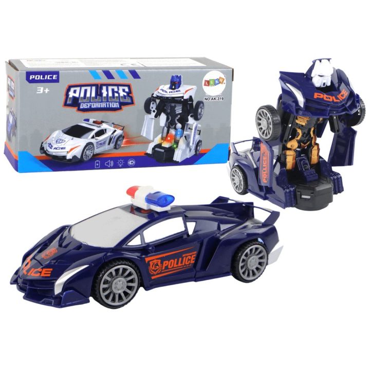 Transformeris policijos automobilis–robotas, tamsiai mėlynas 2in1
