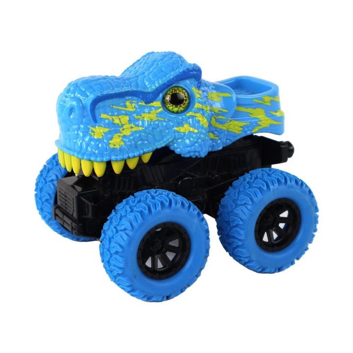 Žaislinė mašinėlė dinozauras mėlyna su trinties pavara