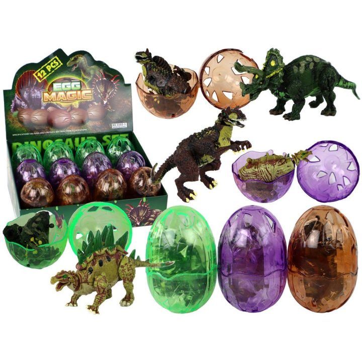 Dinozauro figūrėlė kiaušinyje, 3 spalvos, 9 cm