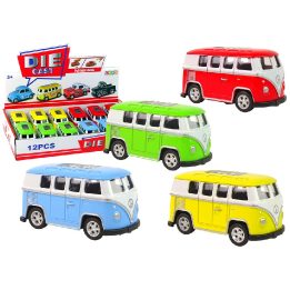 Žaisliniai retro mikroautobusai vaikams, 4 spalvos, 12 vnt.