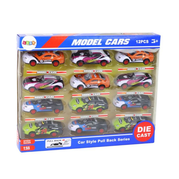 Sportinių automobilių rinkinys vaikams, 12 vnt., 1:55 dydis