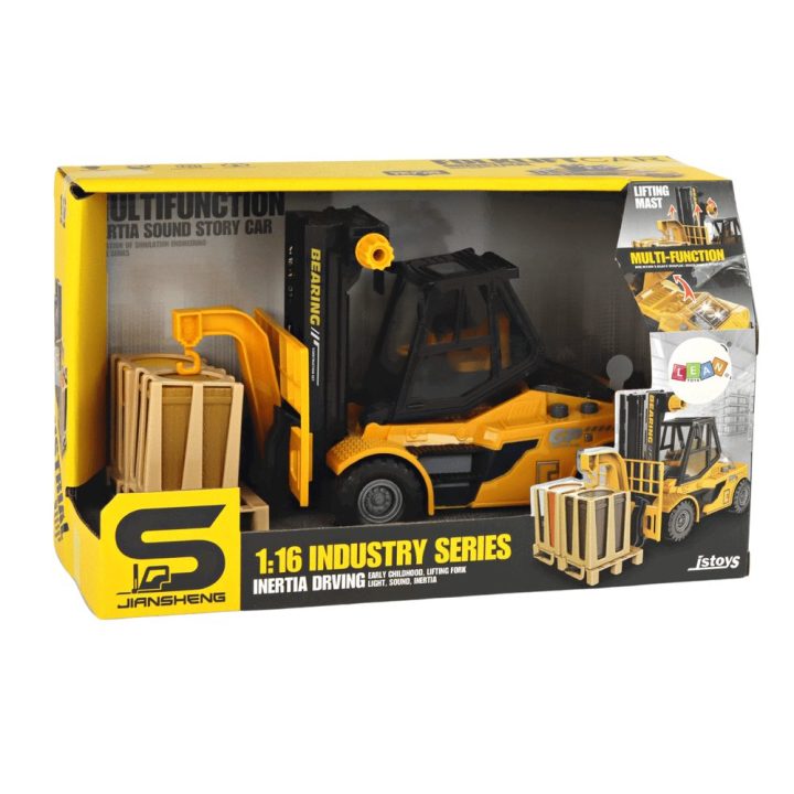 Yellow Forklift 1:16 Moving Forks Sounds Lights
