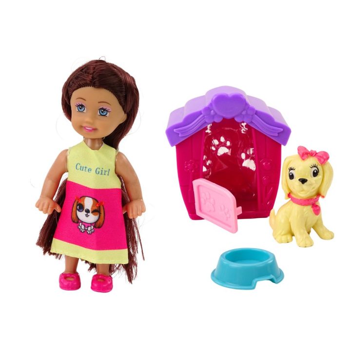 Mini Doll Long Hair Colorful Dress Dog Buda