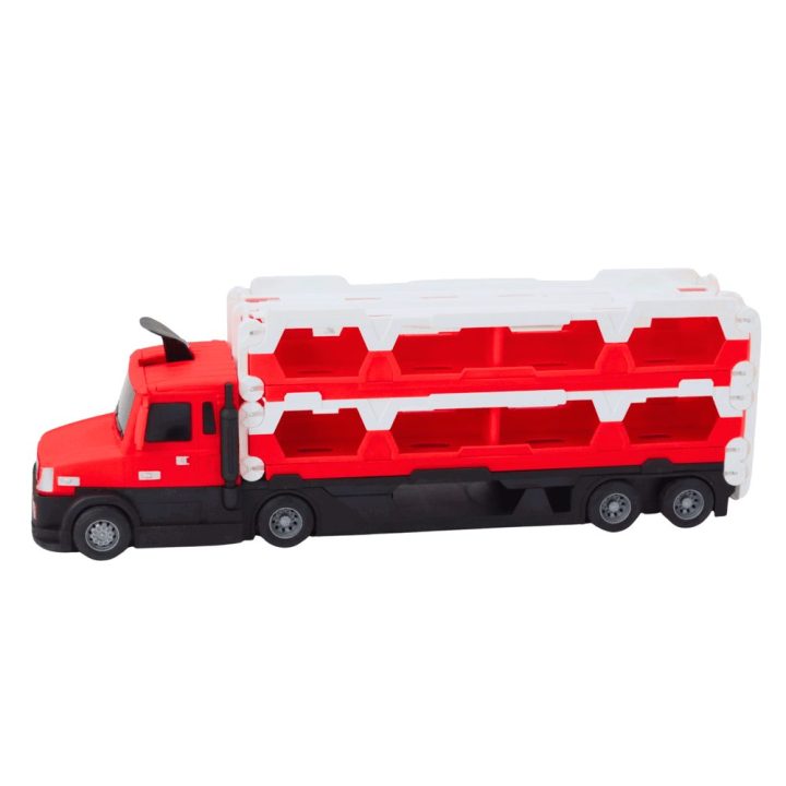 Lora Tow Truck Race Track 2in1 Lights Sounds Signs Cars Red