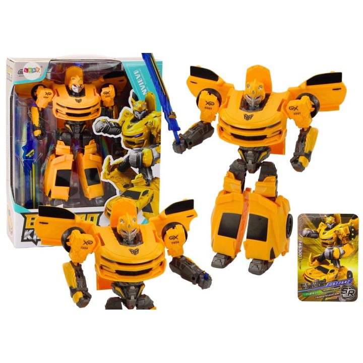 Geltonas transformuojamas robotas–automobilis vaikams 2in1