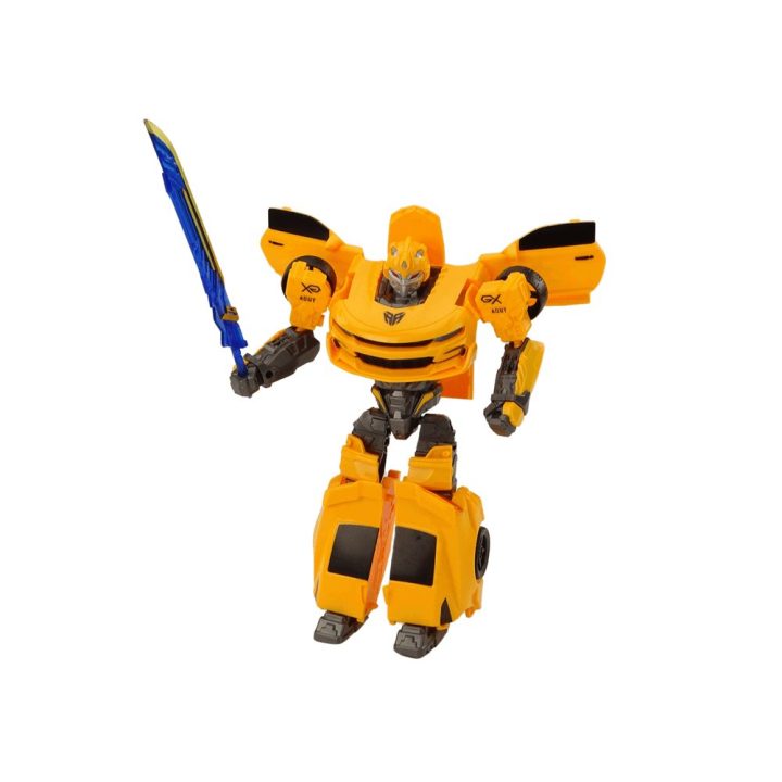 Geltonas transformuojamas robotas–automobilis vaikams 2in1