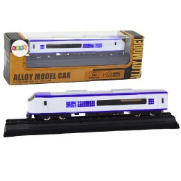 Modelinis traukinio vagonas 1:48 baltas ir mėlynas metalinis