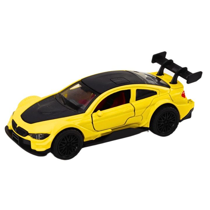 Geltonas metalinis sportinis žaislinis automobilis 1:32 vaikams