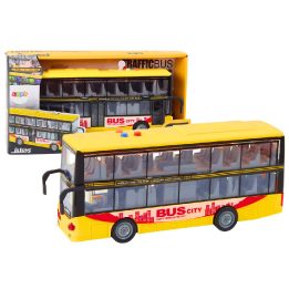Dviaukštis geltonas žaislinis autobusas su garsais ir šviesomis 1:16