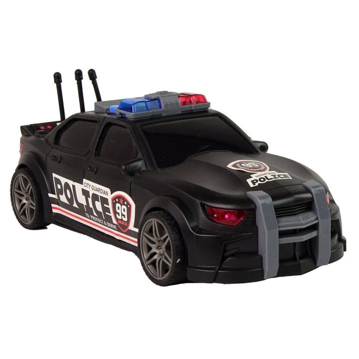 Policijos žaislinis sportinis automobilis su garsu, juodas 1:16