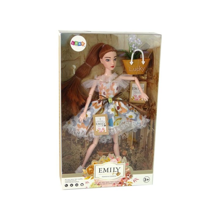 Lėlė Emily su rudenine suknele ir gėlėmis