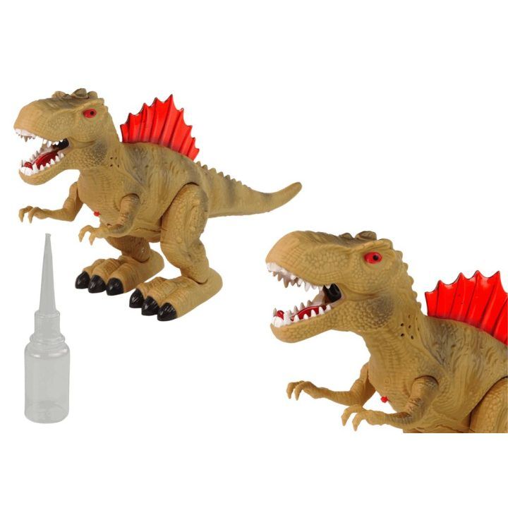 Žaislinis dinozauras su garais, šviesomis ir garsais, rudas