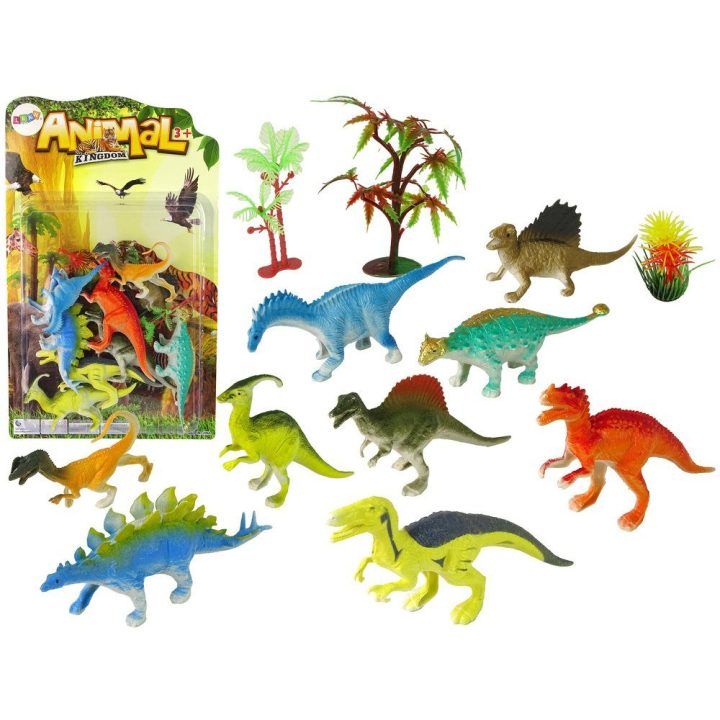 Spalvingų dinozaurų figūrėlių rinkinys vaikams, 9 vnt.