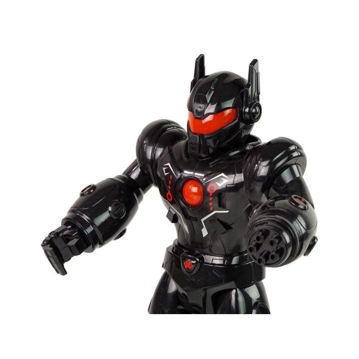 Interaktyvus juodas vaikščiojantis robotas su garsais ir šviesomis