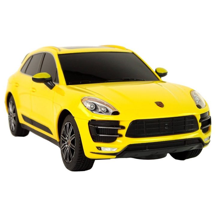 Radijo bangomis valdoma geltona Porsche Macan Turbo 1:24 Rastar