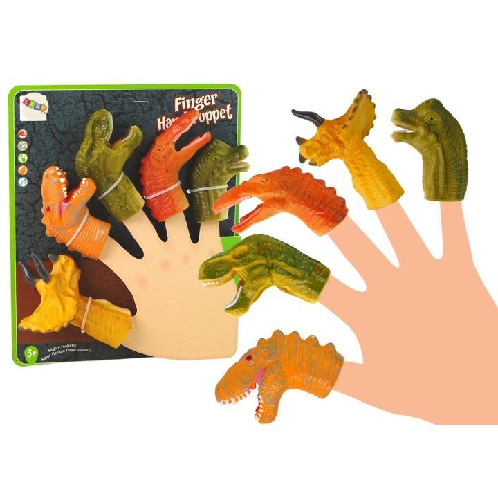 Pirštinės lėlytės vaikams dinozaurai, 5 vnt.