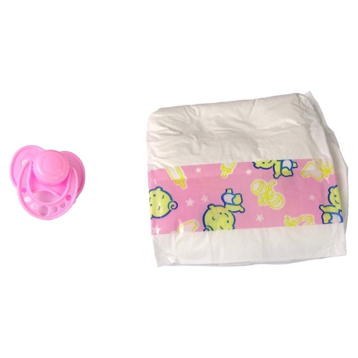 Lėlė kūdikiui su čiulptuku ir sauskelne Kiki Baby