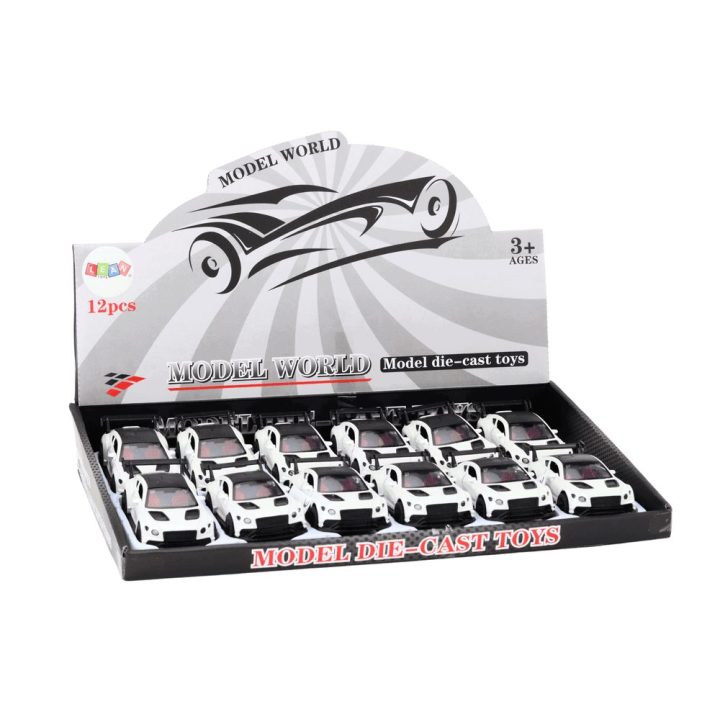Metalinis sportinis automobilis 1:32, perlų baltumo, frikcinis