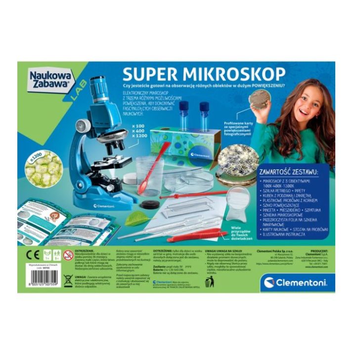 Mokslinis mikroskopo rinkinys vaikams Clementoni 50755