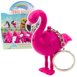 Raktų pakabukas flamingas su LED ir garsu, rožinis