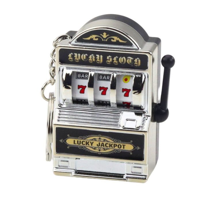 Raktų pakabukas mini lošimo automatas su judančia svirtimi