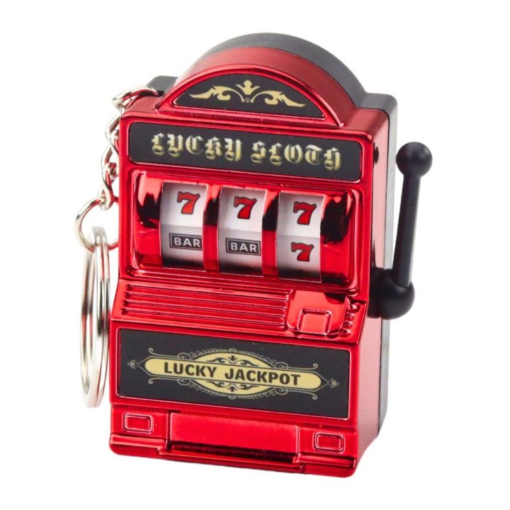 Raktų pakabukas mini lošimo automatas su judančia svirtimi