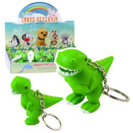Žalias dinozauro raktų pakabukas su LED ir garsu