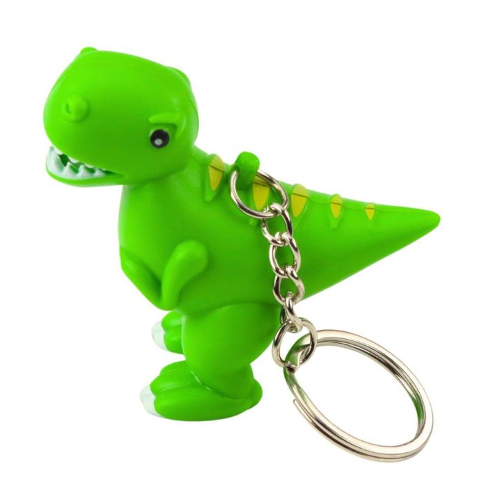 Žalias dinozauro raktų pakabukas su LED ir garsu