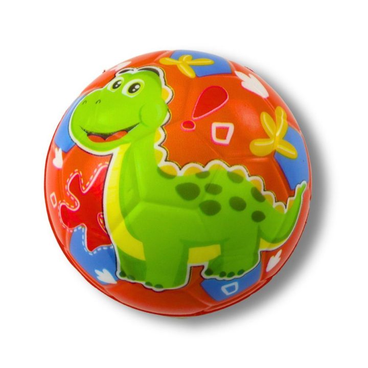 Spalvingas šokinėjantis kamuolys su dinozaurais, 10 cm