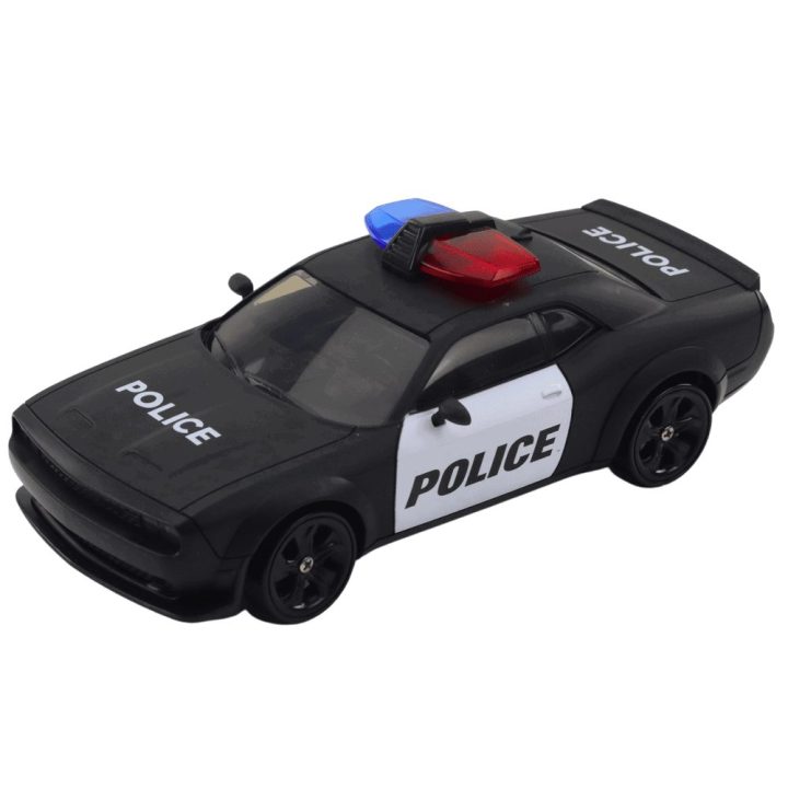 RC policijos automobilis su keičiamais ratais ir pultu 4WD