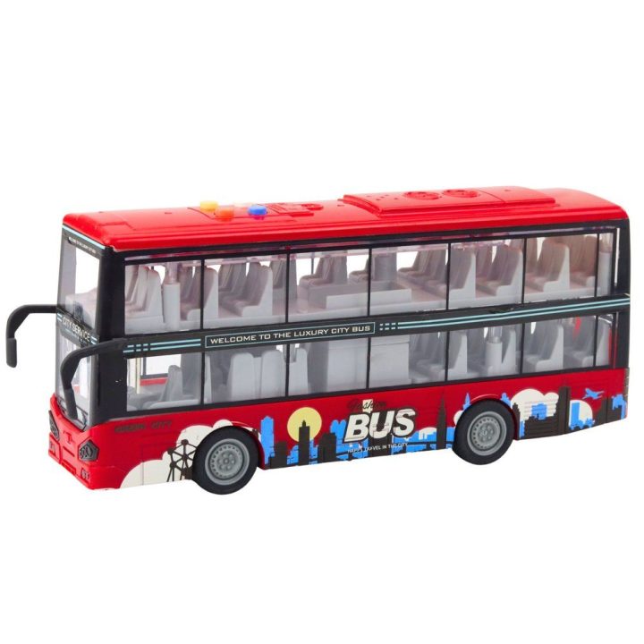 Žaislinis dviaukštis miesto autobusas su šviesomis ir garsais 1:16