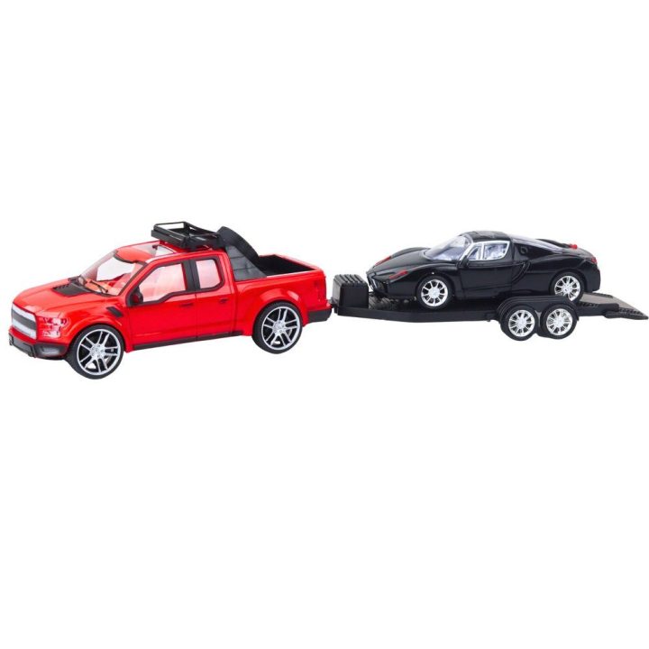 Žaislinis vilkiko ir sportinio automobilio rinkinys, 59 cm