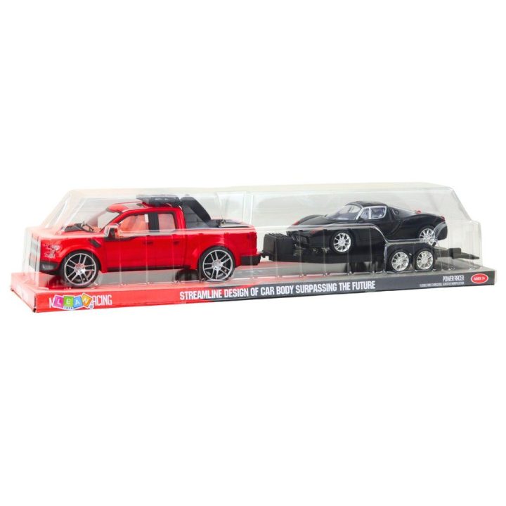 Žaislinis vilkiko ir sportinio automobilio rinkinys, 59 cm