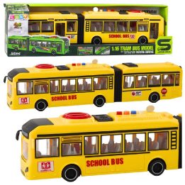 Geltonas žaislinis mokyklinis autobusas su garsais ir šviesomis 1:16