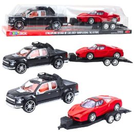 Žaislinis vilkiko ir sportinio automobilio rinkinys 59 cm