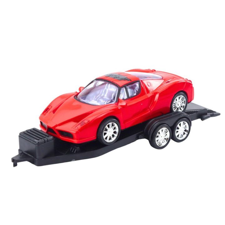 Žaislinis vilkiko ir sportinio automobilio rinkinys 59 cm