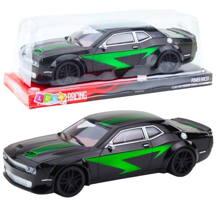 Žaislinis sportinis automobilis juodas su žalia LEAN TOYS