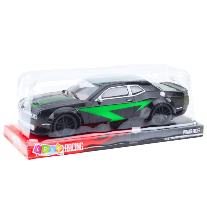 Žaislinis sportinis automobilis juodas su žalia LEAN TOYS