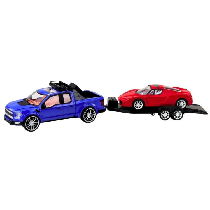Žaislinis visureigis su sportinio automobilio priekaba