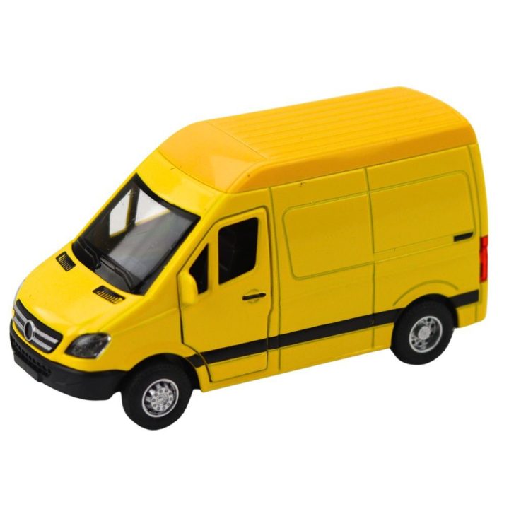 Žaislinis geltonas mikroautobusas su garsais ir šviesomis 1:32