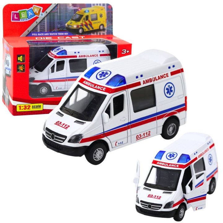 Greitosios pagalbos automobilio su garsais 1:32, baltas